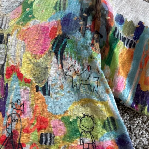 Top Ligne Womens Sz L Colorful artistic Abstract Print Asymmetrical Hem - Picture 9 of 13